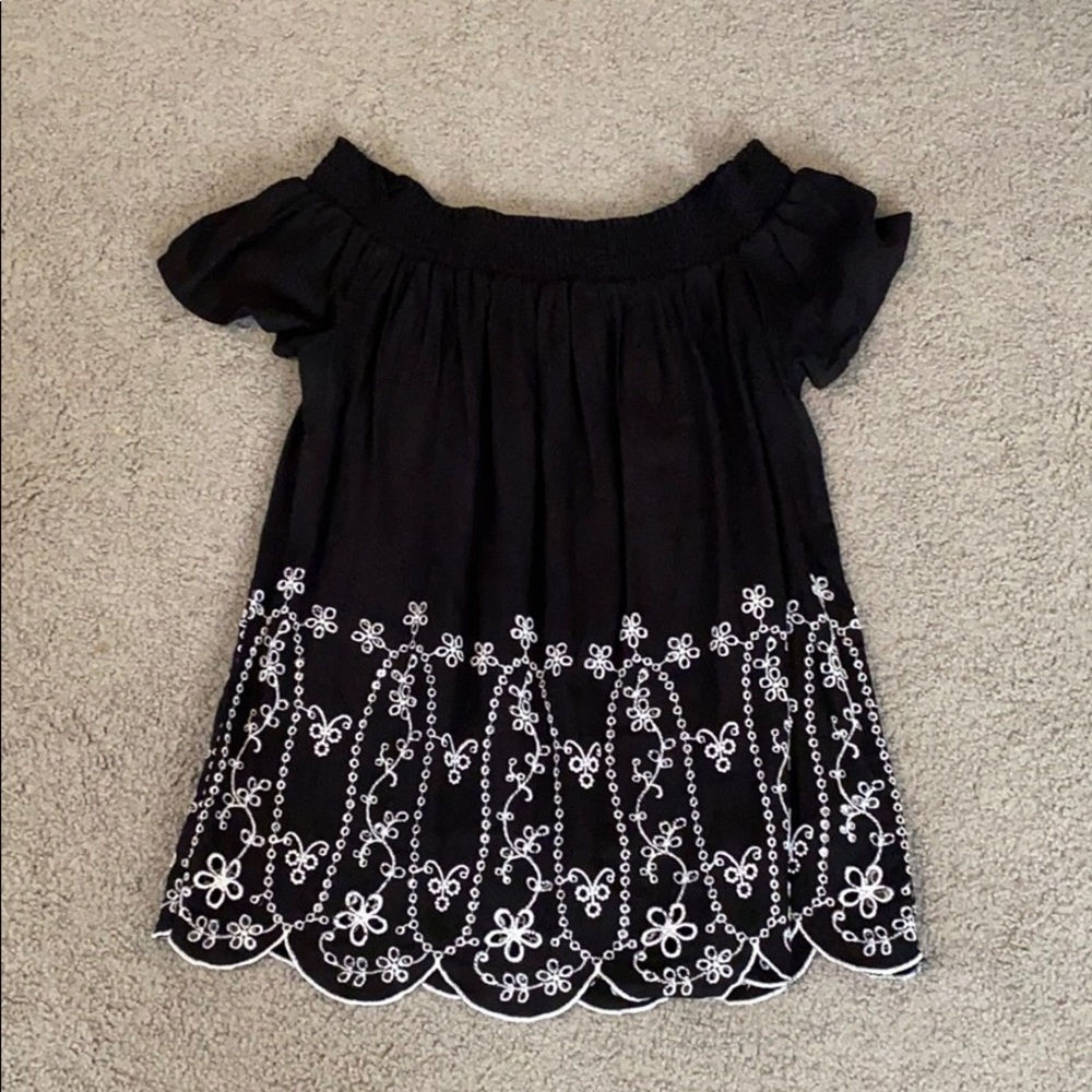 Black & white embroidered off the shoulder top